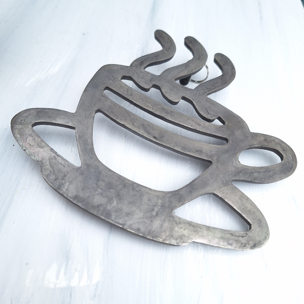 Metal Trivet Coffee Cup Hot Pad Silver Toned Metal Aluminum Vintage by Copco